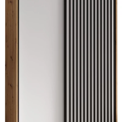 Šatníková skriňa BAYLIN 1 - 130/45 cm, dub artisan / biela / čierna