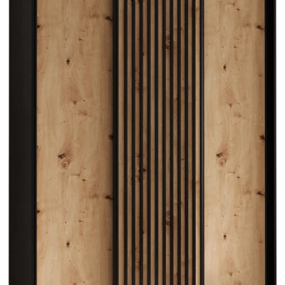 Šatníková skriňa BAYLIN 1 - 150/45 cm, čierna / dub artisan / čierna