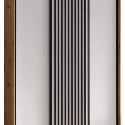 Šatníková skriňa BAYLIN 1 - 150/45 cm, dub artisan / biela / čierna