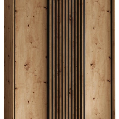Šatníková skriňa BAYLIN 1 - 150/45 cm, dub artisan / dub artisan / čierna