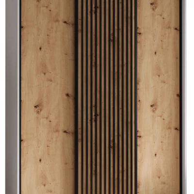 Šatníková skriňa BAYLIN 1 - 170/45 cm, biela / dub artisan / čierna