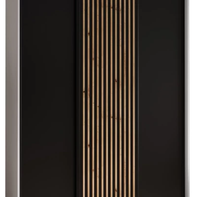 Šatníková skriňa BAYLIN 1 - 170/45 cm, biela / čierna / dub artisan
