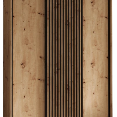 Šatníková skriňa BAYLIN 1 - 170/45 cm, dub artisan / dub artisan / čierna