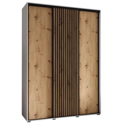 Šatníková skriňa BAYLIN 1 - 170/60 cm, biela / dub artisan / čierna