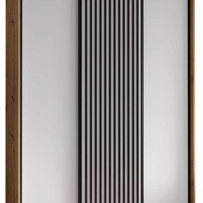 Šatníková skriňa BAYLIN 1 - 170/60 cm, dub artisan / biela / čierna