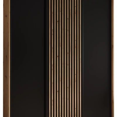 Šatníková skriňa BAYLIN 1 - 200/45 cm, dub artisan / čierna / dub artisan