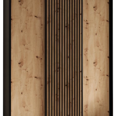 Šatníková skriňa BAYLIN 1 - 200/45 cm, čierna / dub artisan / čierna