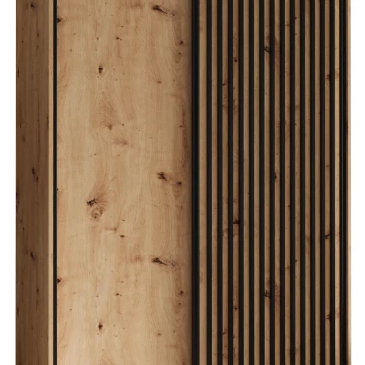 Šatníková skriňa BAYLIN 1 - 130/60 cm, dub artisan / dub artisan / čierna