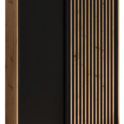 Šatníková skriňa BAYLIN 1 - 140/60 cm, dub artisan / čierna / dub artisan