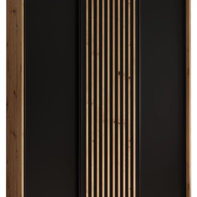 Šatníková skriňa BAYLIN 1 - 150/60 cm, dub artisan / čierna / dub artisan