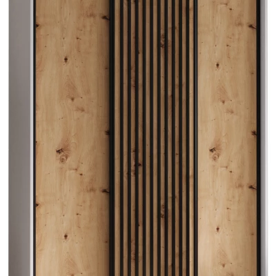 Šatníková skriňa BAYLIN 1 - 160/60 cm, biela / dub artisan / čierna