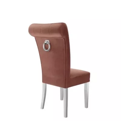 Luxusná jedálenská stolička NOSSEN 3 - polomatná biela / ružová / chrómované klopadlo
