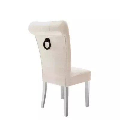 Luxusná jedálenská stolička NOSSEN 3 - polomatná biela / béžová / čierne klopadlo