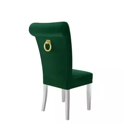 Luxusná jedálenská stolička NOSSEN 3 - polomatná biela / zelená / pozlátené klopadlo