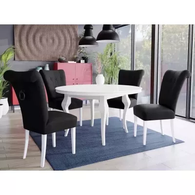 Luxusná jedálenská stolička NOSSEN 3 - polomatná biela / čierna / čierne klopadlo