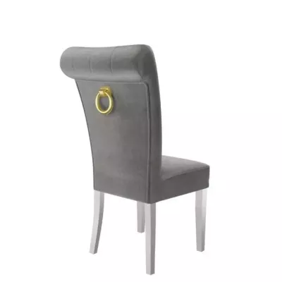 Luxusná jedálenská stolička NOSSEN 3 - polomatná biela / šedá / pozlátené klopadlo
