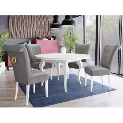 Luxusná jedálenská stolička NOSSEN 3 - polomatná biela / šedá / pozlátené klopadlo
