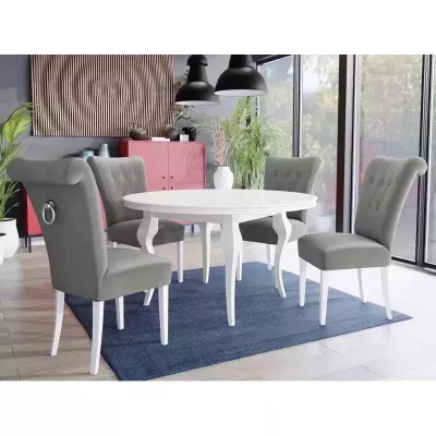 Luxusná jedálenská stolička NOSSEN 3 - polomatná biela / šedá / chrómované klopadlo