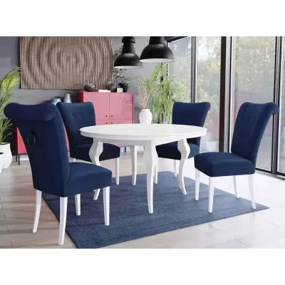 Luxusná jedálenská stolička NOSSEN 3 - polomatná biela / modrá / čierne klopadlo