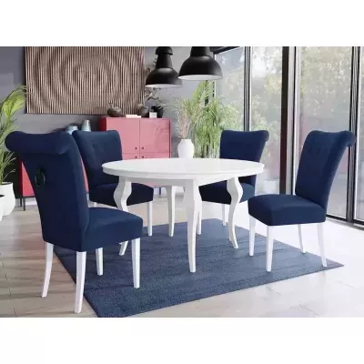 Luxusná jedálenská stolička NOSSEN 3 - polomatná biela / modrá / čierne klopadlo