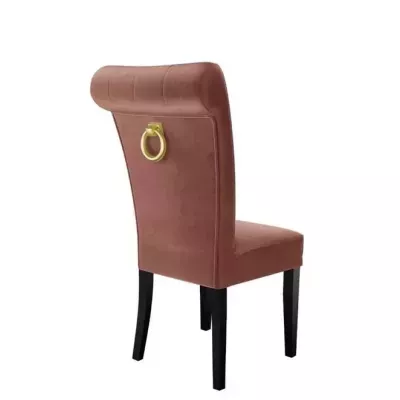 Luxusná jedálenská stolička NOSSEN 3 - čierna / ružová / pozlátené klopadlo