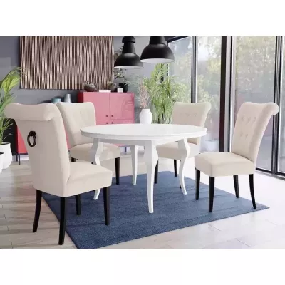 Luxusná jedálenská stolička NOSSEN 3 - čierna / béžová / čierne klopadlo