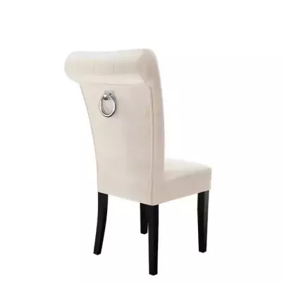 Luxusná jedálenská stolička NOSSEN 3 - čierna / béžová / chrómované klopadlo