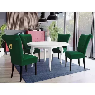 Luxusná jedálenská stolička NOSSEN 3 - čierna / zelená / pozlátené klopadlo