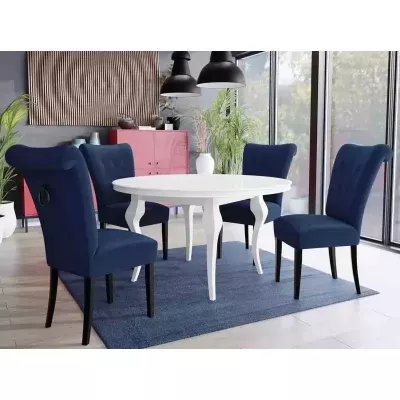 Luxusná jedálenská stolička NOSSEN 3 - čierna / modrá / čierne klopadlo