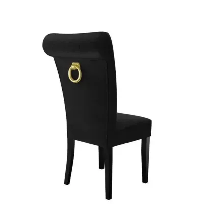 Luxusná jedálenská stolička NOSSEN 3 - čierna / pozlátené klopadlo