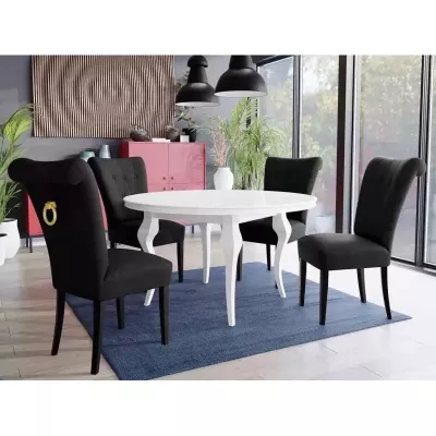 Luxusná jedálenská stolička NOSSEN 3 - čierna / pozlátené klopadlo