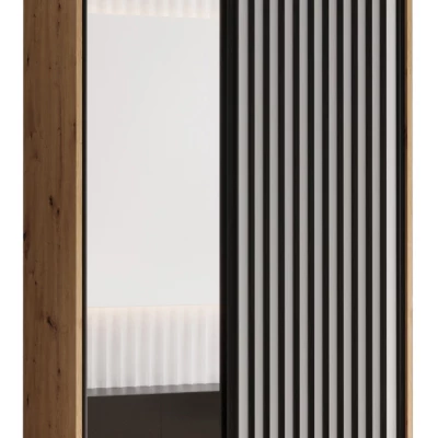 Šatníková skriňa BAYLIN 2 - 120/60 cm, dub artisan / biela / čierna