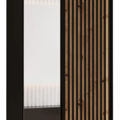 Šatníková skriňa BAYLIN 2 - 110/60 cm, čierna / dub artisan / čierna