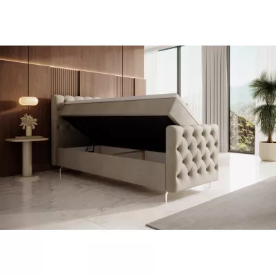 Čalúnená posteľ 80x200 ADRIA PLUS s úložným priestorom - ľavá, béžová