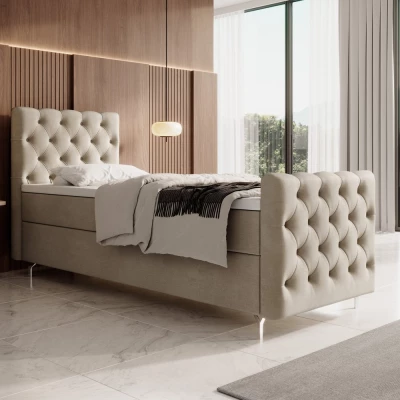 Čalúnená posteľ 80x200 ADRIA COMFORT PLUS s úložným priestorom - pravá, béžová
