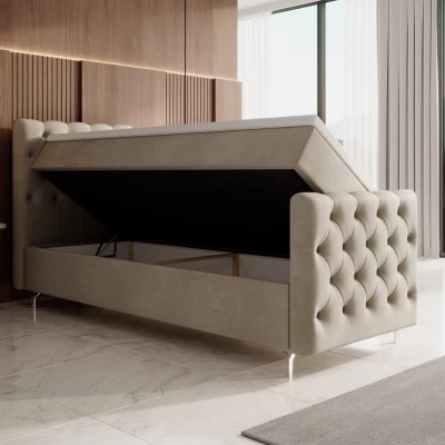 Čalúnená posteľ 90x200 ADRIA COMFORT PLUS s úložným priestorom - ľavá, béžová