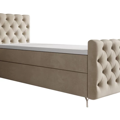 Čalúnená posteľ 90x200 ADRIA COMFORT PLUS s úložným priestorom - pravá, béžová