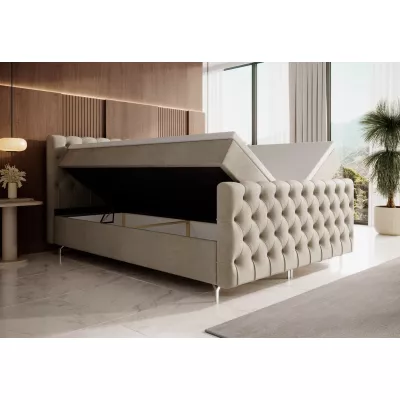Čalúnená posteľ 160x200 ADRIA PLUS s úložným priestorom - béžová