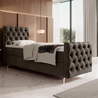 Čalúnená posteľ 90x200 ADRIA PLUS s úložným priestorom - pravá, hnedá