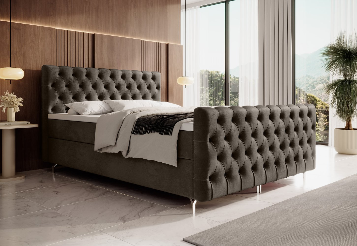 Čalúnená posteľ 140x200 ADRIA PLUS s úložným priestorom - hnedá