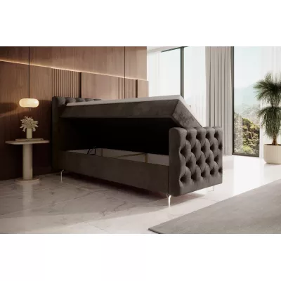 Čalúnená posteľ 90x200 ADRIA COMFORT PLUS s úložným priestorom - ľavá, hnedá