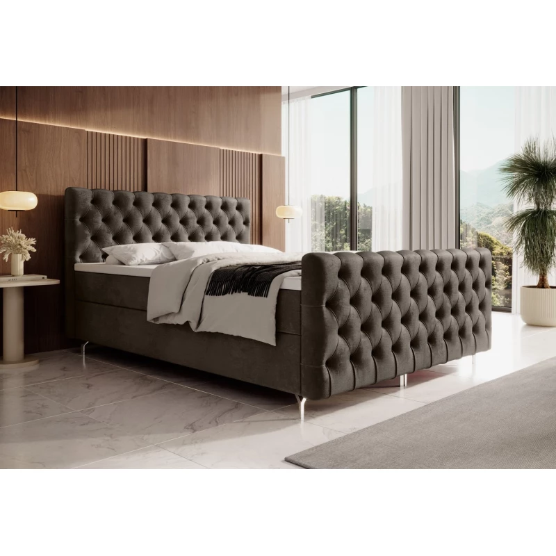 Čalúnená posteľ 160x200 ADRIA COMFORT PLUS s úložným priestorom - hnedá