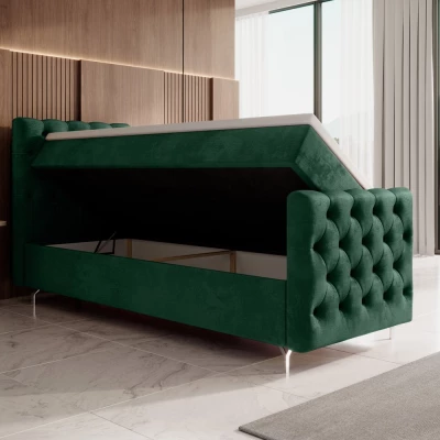 Čalúnená posteľ 80x200 ADRIA PLUS s úložným priestorom - ľavá, zelená