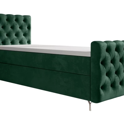 Čalúnená posteľ 80x200 ADRIA PLUS s úložným priestorom - pravá, zelená