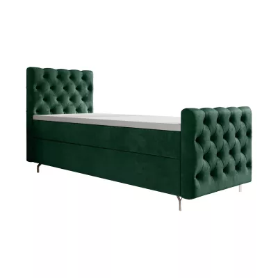 Čalúnená posteľ 90x200 ADRIA PLUS s úložným priestorom - ľavá, zelená