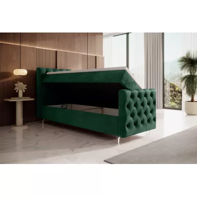 Čalúnená posteľ 90x200 ADRIA COMFORT PLUS s úložným priestorom - ľavá, zelená