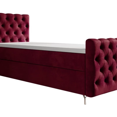 Čalúnená posteľ 90x200 ADRIA PLUS s úložným priestorom - pravá, červená