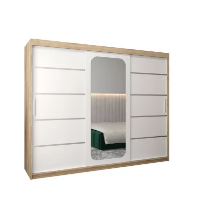 Zrkadlová skriňa DONICELA 3 - 250 cm, sonoma / biela