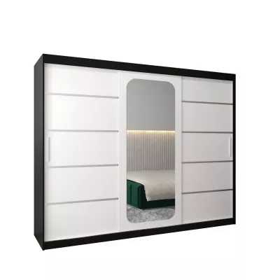 Zrkadlová skriňa DONICELA 3 - 250 cm, čierna / biela