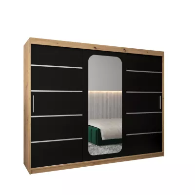 Zrkadlová skriňa DONICELA 3 - 250 cm, artisan / čierna